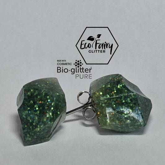 Glitter Earrings Emerald S/Steel