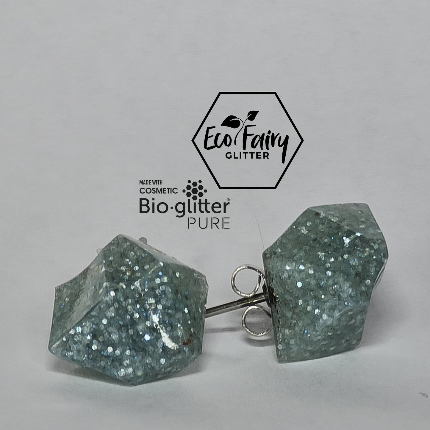 Glitter Earrings Aqua S/Steel